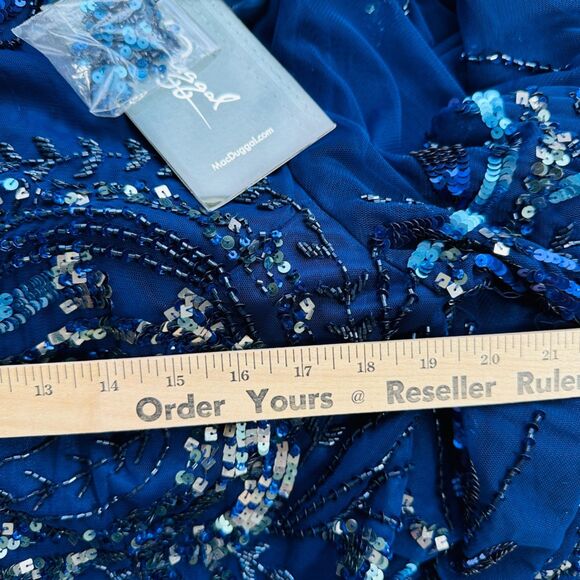 Mac Duggal Long Sleeve Embellished Illusion Evening Gown 12 Maxi Dress 5217 New - Picture 7 of 9